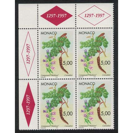 Monaco Giant Bellflower and Carob Pods Corner Block of 4 1996 MNH SG#2301