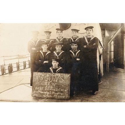Naval Guns Loading Artillery WW1 Drill Competition Ship Old War Postcard