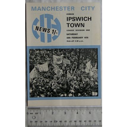 1970 programme Manchester City v. Ipswich Town, 26/2