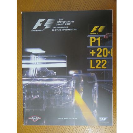 2001 UNITED STATES FORMULA 1 GRAND PRIX PROGRAMME @ INDIANAPOLIS