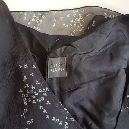 Toni Gard Black Grey Print Silk Dress 10 12 UK
