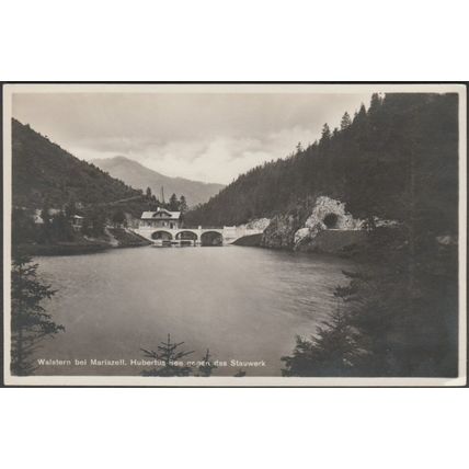 Hubertus See gegen das Stauwerk, Walstern bei Mariazell, c.1930 - Frank Foto-AK