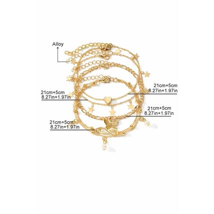 Gold Pearl Butterfly Multi-layer Pendant Anklet