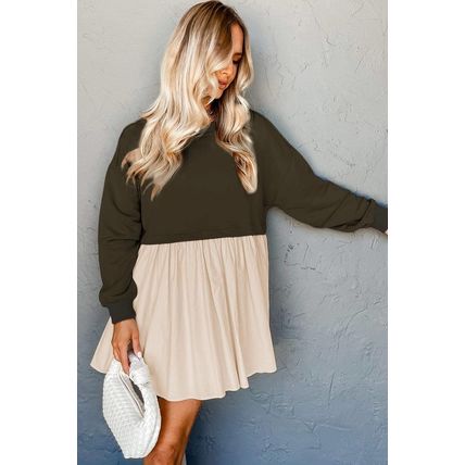 Jungle Green Sweatshirt Poplin Mini Dress