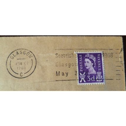 1968 GB Scottish Opera Glasgow slogan cancel inverted date cover 3d region stamp