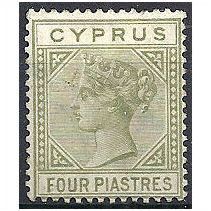 Cyprus 1892 SG35a 4pi Pale Olive-Green Mounted Mint ..