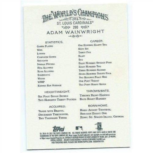 2011 Topps Allen and Ginter - #280 - Adam Wainwright
