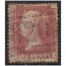 1858 SG43 1d Red Plate 110 Good Used Check Letters "QI".