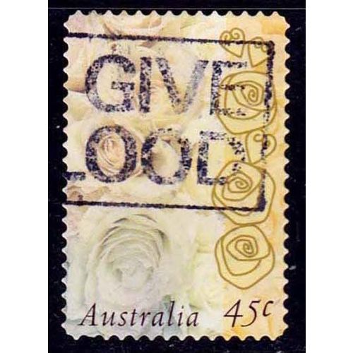 Australia 1998 Flowers 45c Used P&S Stamp. Valentines Day Roses