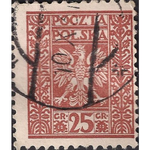 POLAND, Eagle solid background, brown 1928, 25 Gr, #3