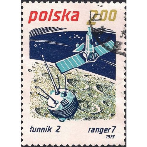 POLAND, SPACE, Lunik 2 and Ranger 7, red 1979, 2.00Zl, #2