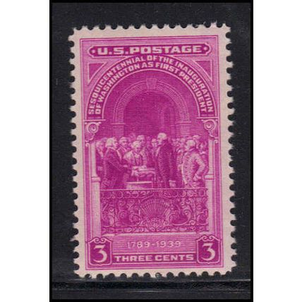 854 3c Washington Inauguration Just Clears MNH U3284