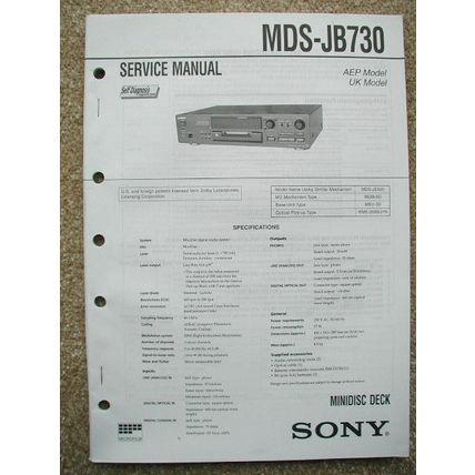 Sony MDS-JB730 Original Service manual