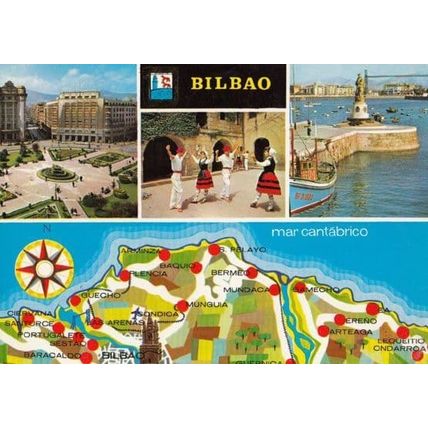 Bilbao Spanish Map Postcard