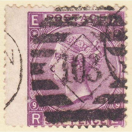 GB QV 1870 6d MAUVE PLATE 9 RE SG109 GU