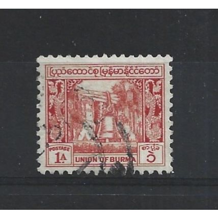 Burma.SG103 1a Bell,Mingun Pagoda (Red).Fine Used.Jul25l