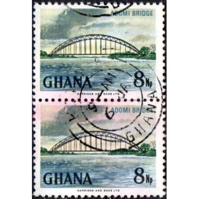 Ghana 8Np Value.Adomi Bridge. Fine Used Pair