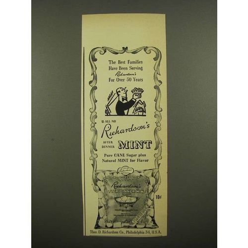 1948 Richardson's After Dinner Mint Ad - The Best Families Have Been Serving