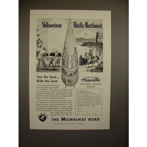 1952 Milwaukee Road Olympian Hiawatha Train Ad!