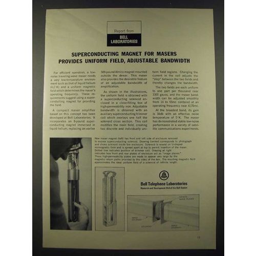 1965 Bell Telephone Laboratories Ad - Superconducting Magnet for Masers