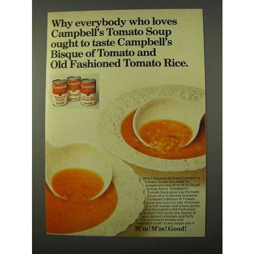 1972 Campbell's Soup Ad - Bisque of Tomato, Tomato Rice