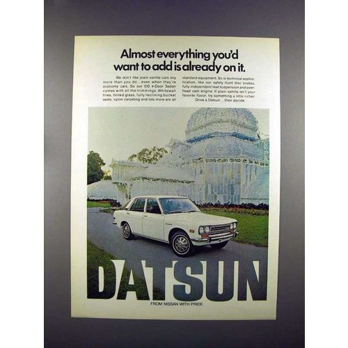 1972 Datsun 510 4-Door Sedan Car Ad - Everything!