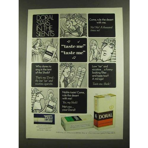 1972 Doral Cigarettes Ad - Stars in the Silents