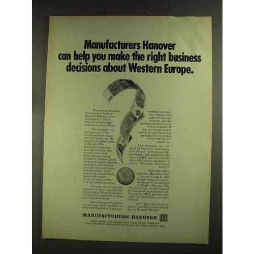 1972 Manufacturers Hanover Ad - Western Europe