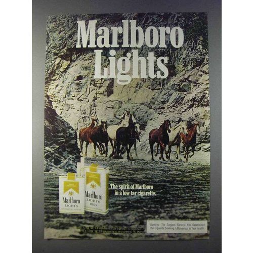 1980 Marlboro Lights Cigarettes Ad - Cowboy, Horses
