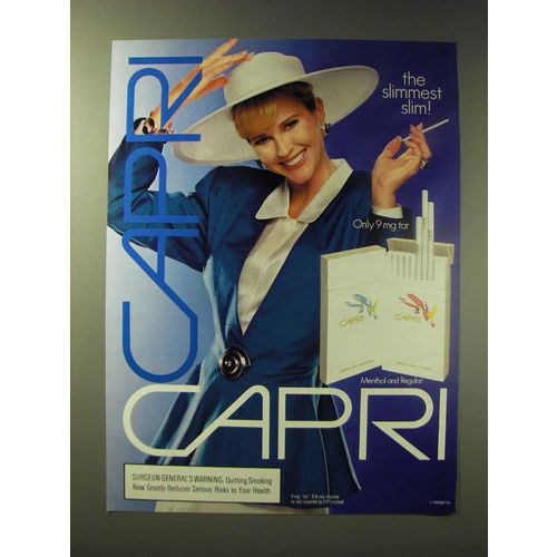 1989 Capri Cigarettes Ad - Slimmest