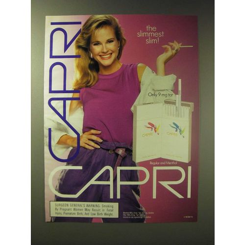 1989 Capri Cigarettes Ad - The Slimmest slim!