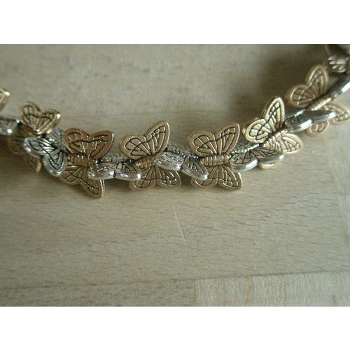 Pretty Gold & Silver Tone Butterfly Costume Jewellery Fashion Necklace