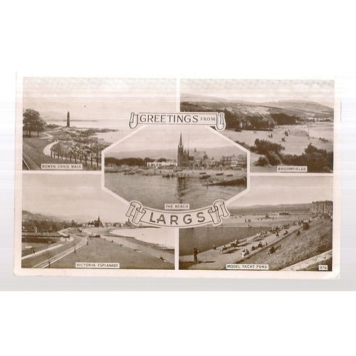 multiview, LARGS, Ayrshire Used vintage postcard 1958 postmark #