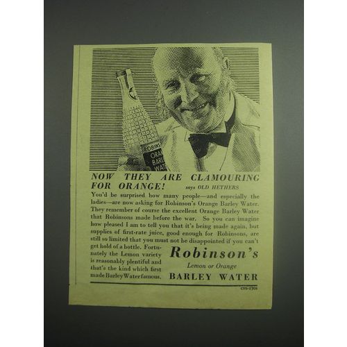 1948 Robinson's Lemon or Orange Barley Water Ad - Now they are clamouring for