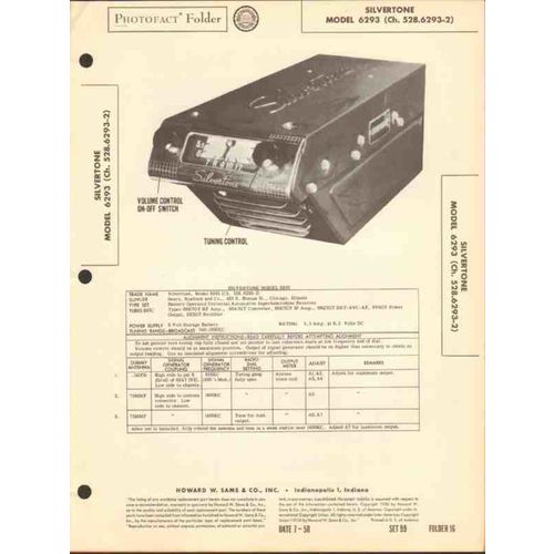 SILVERTONE model 6293 6 tube AM car radio Sams Photofact manual