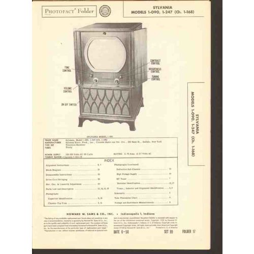 SYLVANIA models 1-090 1-247 television receiver Sams Photofact manual