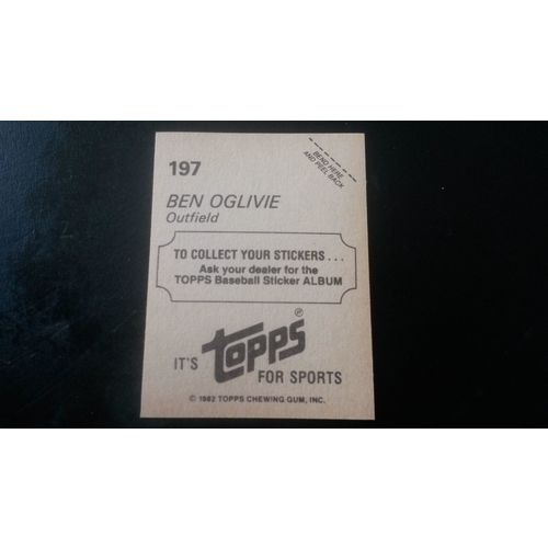 1982 Topps Stickers Card # 197 Ben Oglivie Excellent (5) Milwaukee Brewers