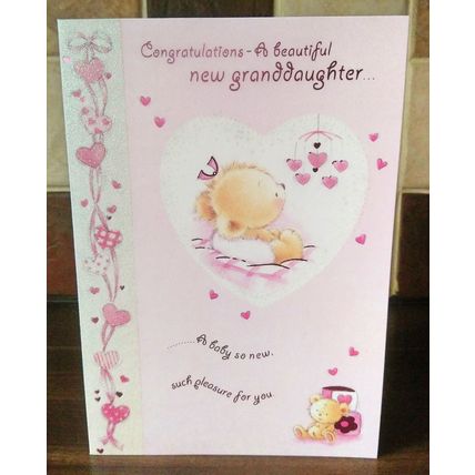 New Baby Card - Glitter Card - Granddaughter - 04