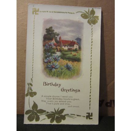 BIRTHDAY GREETINGS .used vintage postcard by A.M.C. 1925 pm