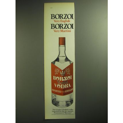 1974 Borzoi Vodka Ad - Borzoi very English Borzoi Very Martini