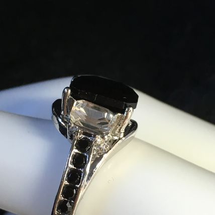 Ring Black Spinel White Topaz Unique #340,223 USA Seller