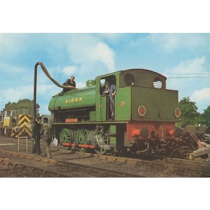Kent & East Sussex Railway 0-6-0T Loco 24 Rolvenden Shed Postcard