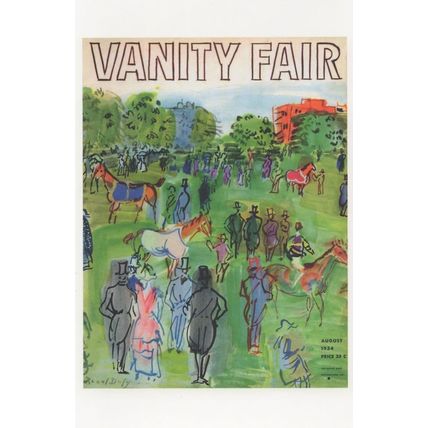 1934 American Horse Race Racing Art Deco Painting Magazine Postcard