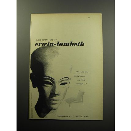 1957 Erwin-lambeth Furniture Ad - Around her sculptured mystery sweeps