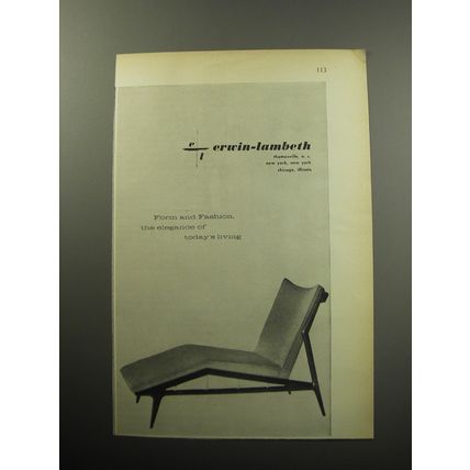 1957 Erwin-lambeth Furniture Ad - Form and fashion, the elegance