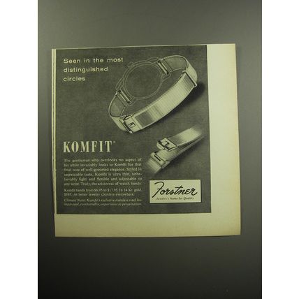 1957 Forstner Komfit Watch Bands Advertisement - Most distinguished circles