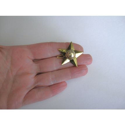 Small distressed vintage look gold star hair clip barrette (set of two)