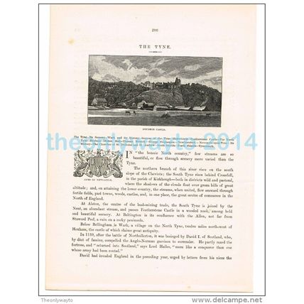 PRUDOE CASTLE, NORTHUMBERLAND, ENGLAND, BOOK ILLUSTRATION, 1882