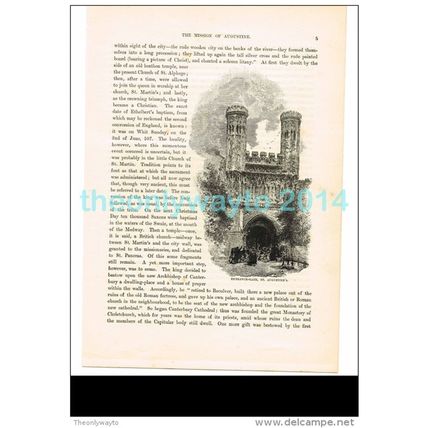 ENTRANCE, ST AUGUSTINES, CANTERBURY, KENT, ENGLAND, BOOK ILLUSTRATION, 1882