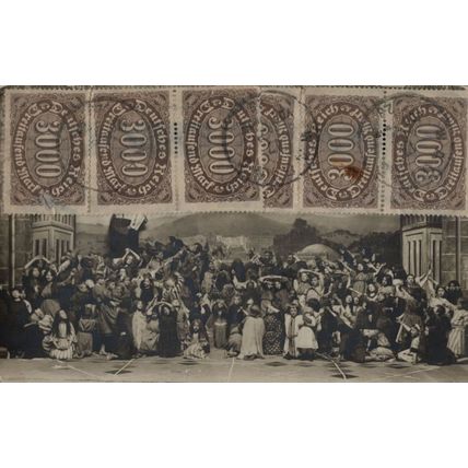 German Interesting Postal Stamps Collection Old Postcard